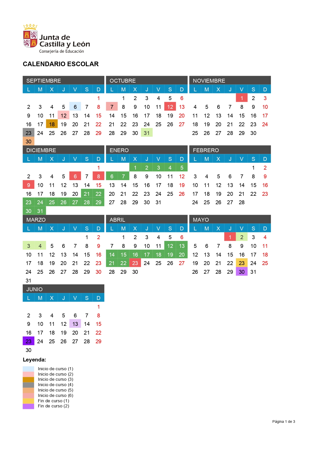 calendario escolar